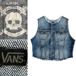 Vans Blue and Gray Vest with Skull Graphic